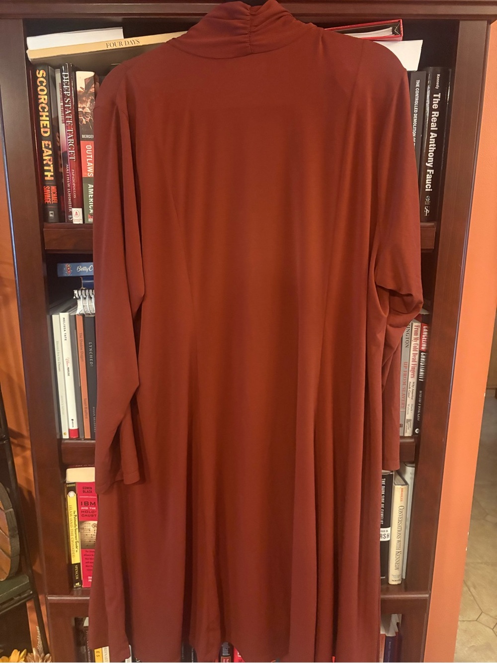 Susan Graver Rust Long Sleeve duster
